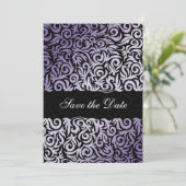 purple and Black Swirling Border Wedding Save The Date (Standing Front)