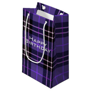 Purple and Black Tartan Plaid Small Gift Bag