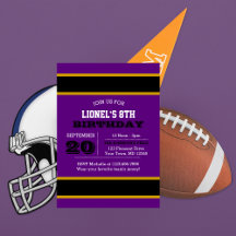 Purple and Black Team Birthday Invitation