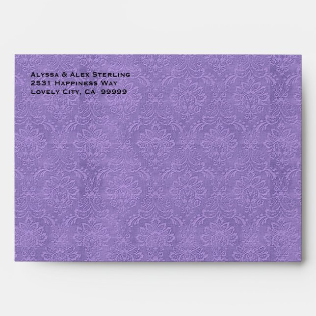 Purple and Black Textured Damask Invitation G701 Envelope (Front)