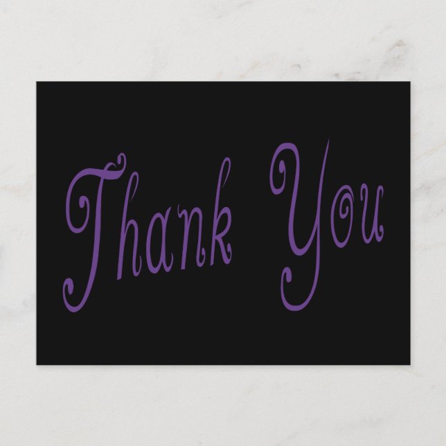 Purple and Black Thank You Greeting Postcard (Front)