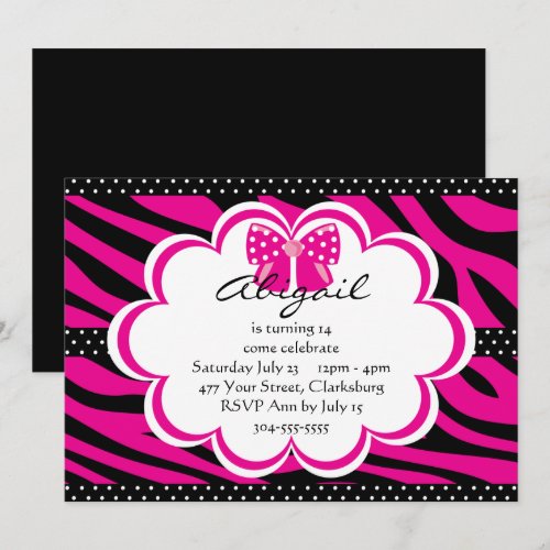 Purple and Black Tiger Print Personalized Announcement