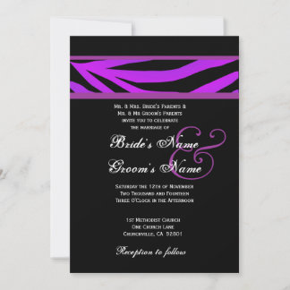 Purple and Black Tiger Wedding Invitation