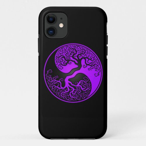 Purple and Black Tree of Life Yin Yang iPhone 11 Case