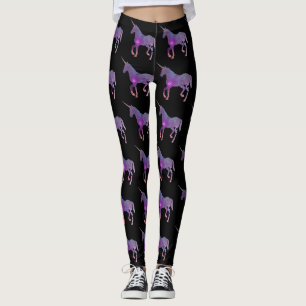 PURPLE AND BLACK UNICORN LEGGINGS