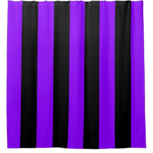 Purple and Black Vertical Stripes Shower Curtain