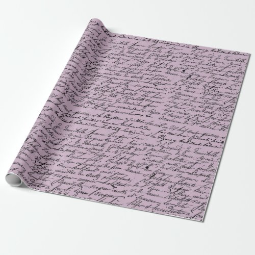 Purple and Black Vintage Parisian Calligraphy Wrapping Paper