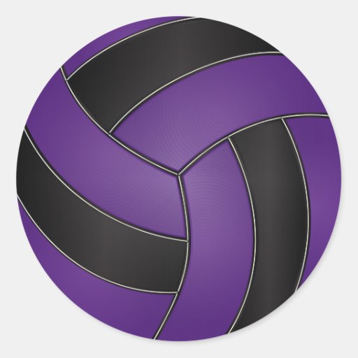 Purple and Black Volleyball Classic Round Sticker | Zazzle