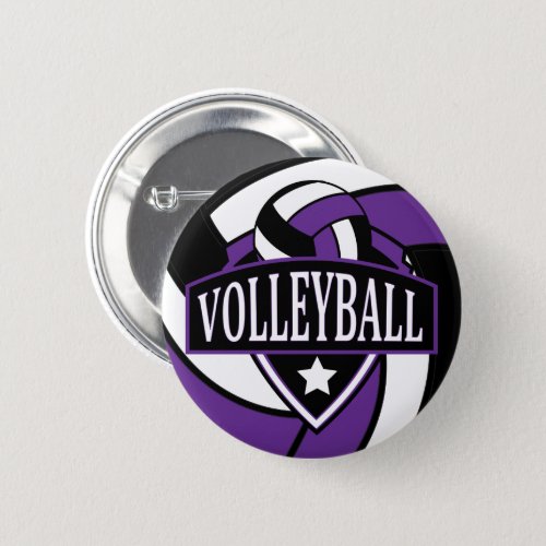 Purple and Black Volleyball Logo Button