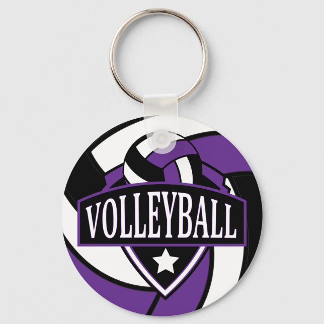Purple and Black Volleyball Logo Keychain (Front)