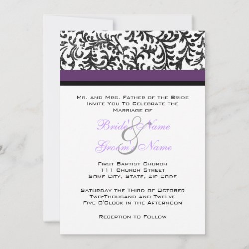 Purple and Black Wedding Invitation