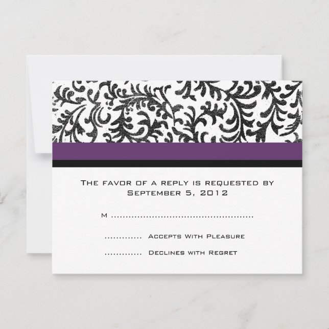 Purple and Black Wedding RSVP (Front)