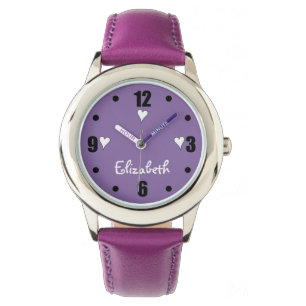 Purple and black with hearts and name watch