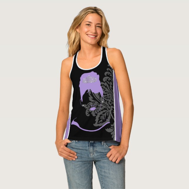 Purple and black Women's Tank Top (Front Full)