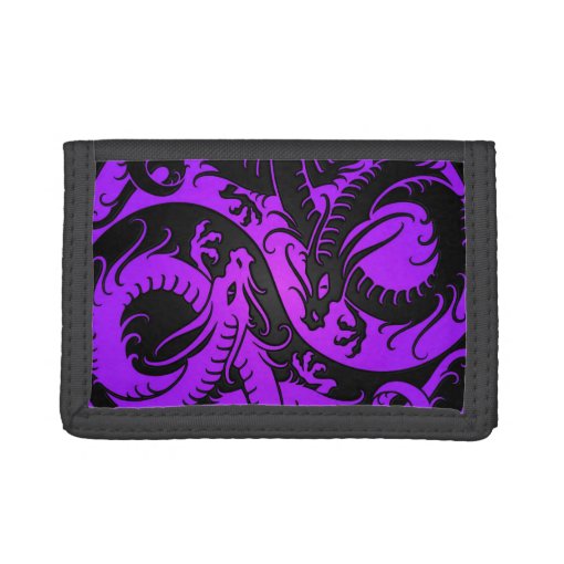 Purple and Black Yin Yang Chinese Dragons Trifold Wallet Zazzle