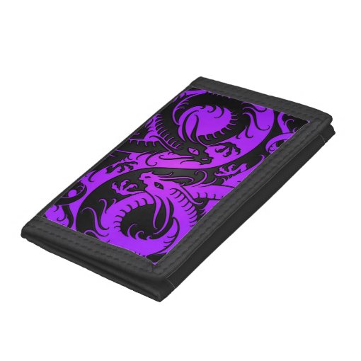 Purple and Black Yin Yang Chinese Dragons Trifold Wallet Zazzle