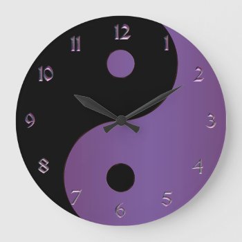 Purple And Black Yin Yang Clock by BecometheChange at Zazzle