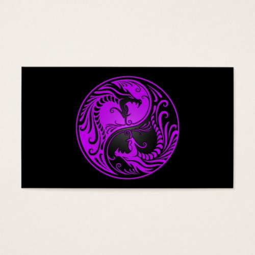 Purple and Black Yin Yang Dragons Business Card Templates