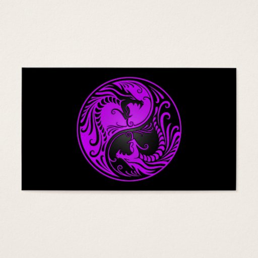 Customizable Purple and Black Yin Yang Dragons Business Card Templates