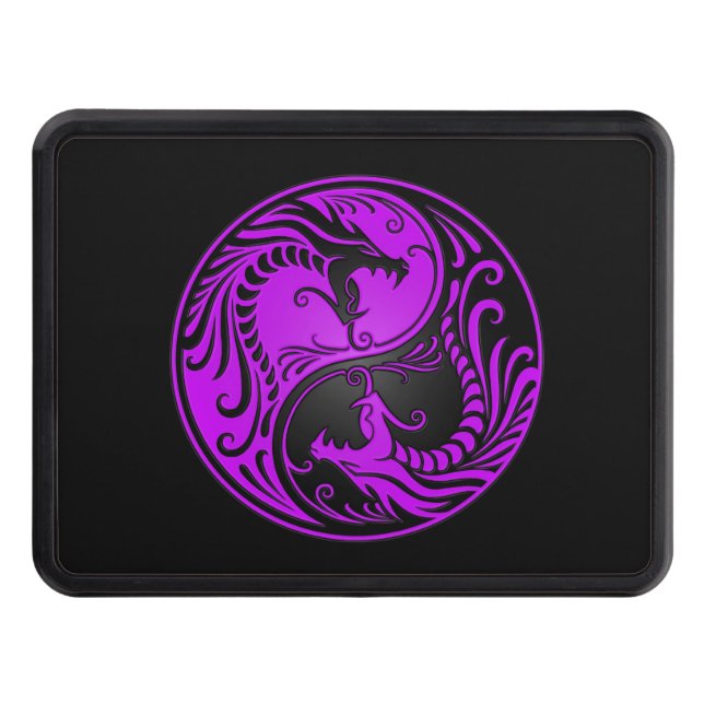 Purple and Black Yin Yang Dragons Hitch Cover (Front)