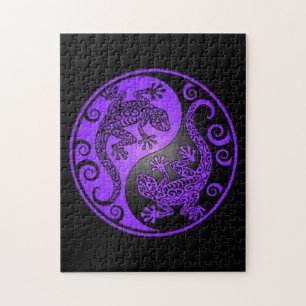 Purple and Black Yin Yang Geckos Jigsaw Puzzle