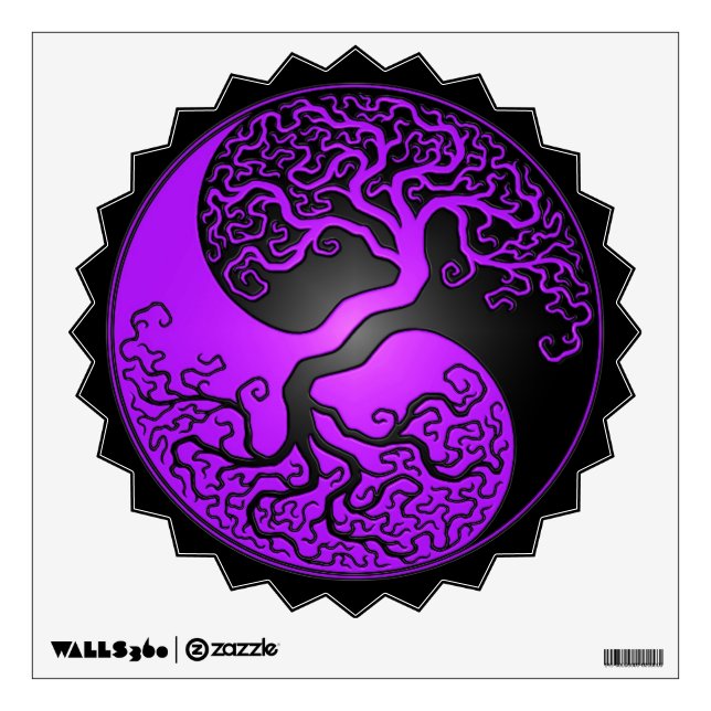 Purple and Black Yin Yang Tree Wall Decal (Front)