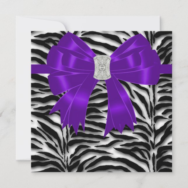 Purple and Black Zebra All Occasion Party Invitation (Front)
