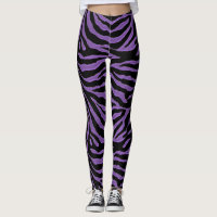 Purple and Black Zebra Animal Print Leggings