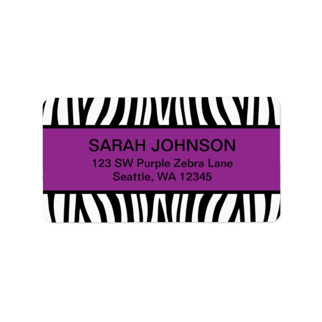 Purple and Black Zebra Label (Front)