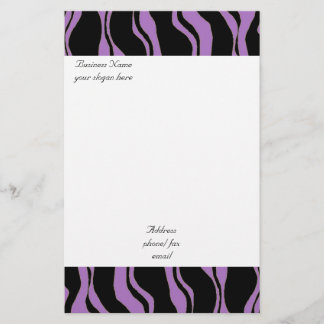 Purple and Black Zebra Pattern Stationery