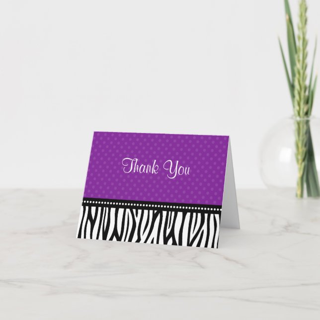 Purple and Black Zebra Polka Dot Thank You (Front)