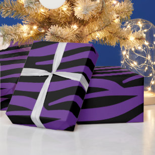 Purple and Black Zebra Stripes Wrapping Paper