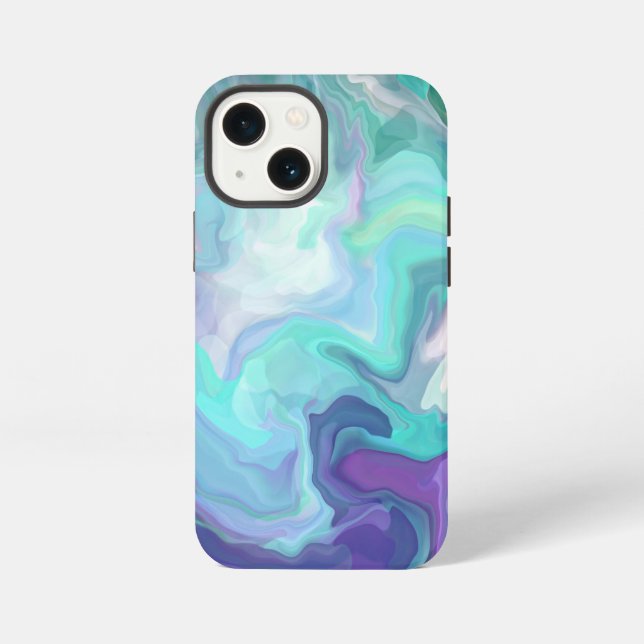 Purple and Blue Abstract Faux Marble iPhone Case (Back)