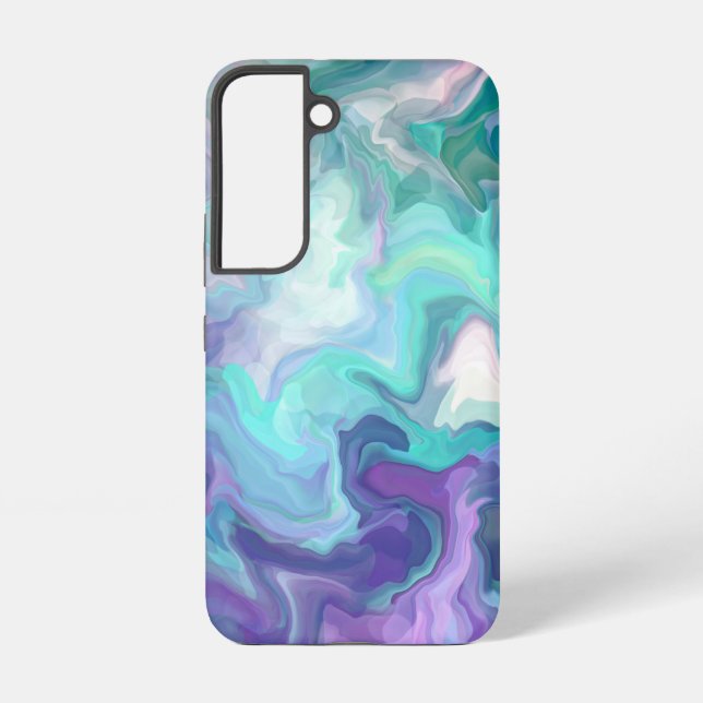 Purple and Blue Abstract Faux Marble Samsung Galaxy Case (Back)