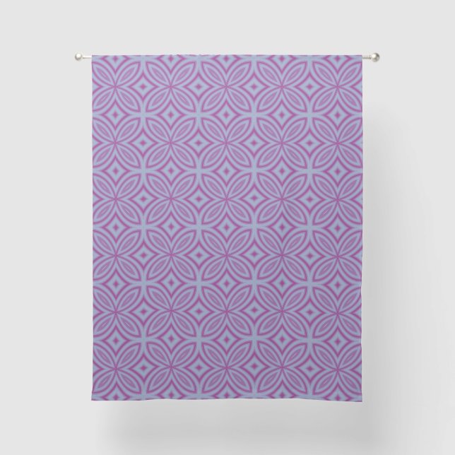Purple and blue abstract geometric tiles sheer curtains (Front)