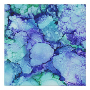 Purple and blue abstract painting faux canvas print