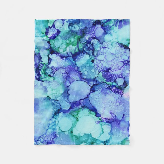 Purple and blue abstract painting fleece blanket (Front)