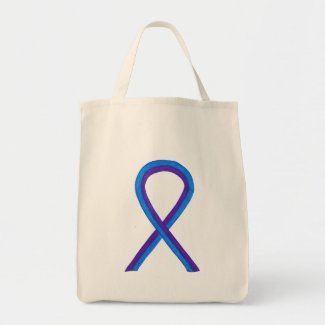 Purple and Blue Awareness Ribbon Art Tote Bag