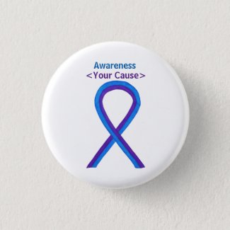 Purple and Blue Awareness Ribbon Custom Buttons
