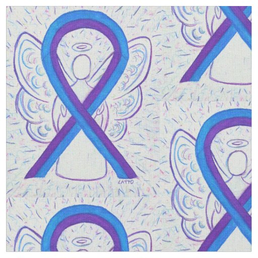 Purple and Blue Awareness Ribbon Custom Material Fabric