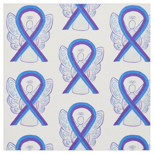 Purple and Blue Awareness Ribbon Custom Material Fabric