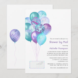 Purple and Blue Baby or Bridal Shower by Mail Invitation