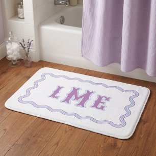 Purple and Blue Bespoke Scalloped Monogram Bath Mat