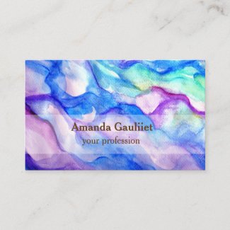 Purple and blue blot watercolor art Business Card