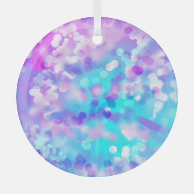 Purple And Blue Bokeh 7518 Glass Ornament (Front)