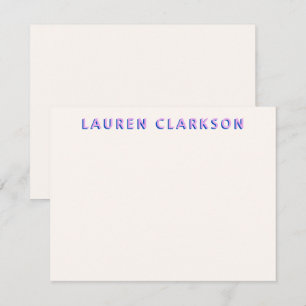 Purple and Blue Bold Name Modern Note card