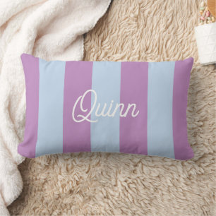 Purple and Blue Bold Stripes Monogrammed Lumbar Pillow