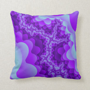 Purple And Blue Bubble Coral Fractal Design Throw Pillow
