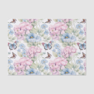 Purple and Blue Butterflies and Flowers Decoupage  Tissue Paper