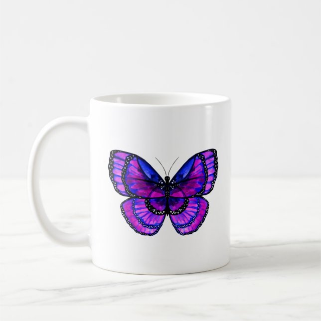 Purple and Blue Butterfly Coffee Mug (Left)